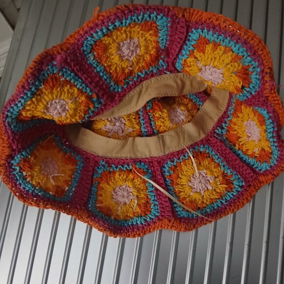 Straw Crochet-styled Beach hat multicolored - Picture 2 of 3